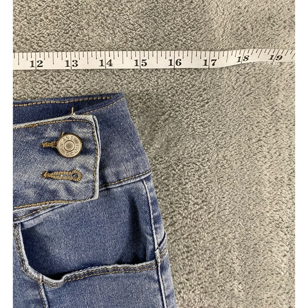 Gogo Jeans Womens Flare Denim Medium Wash Seam Front Bell Bottom Size 5/27 28506